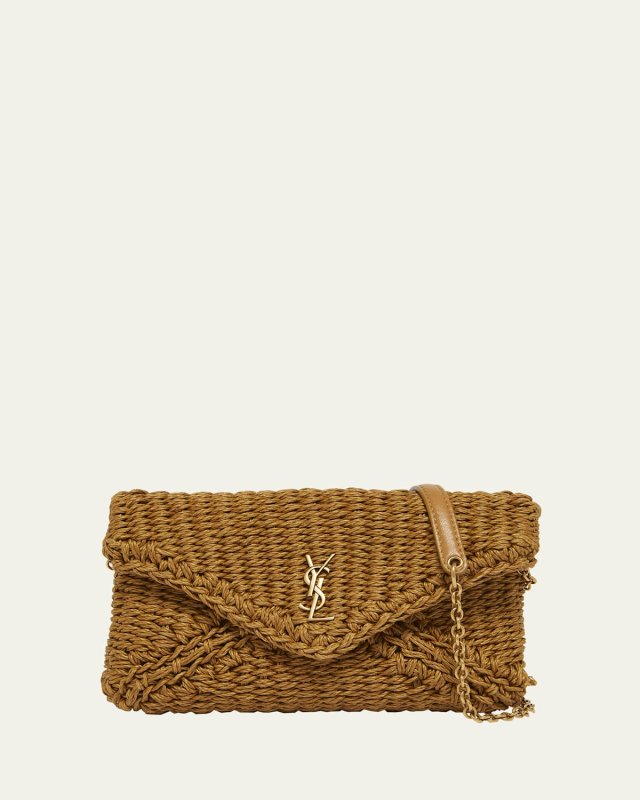 Cassandre Small YSL Pouch Clutch Bag in Raffia
